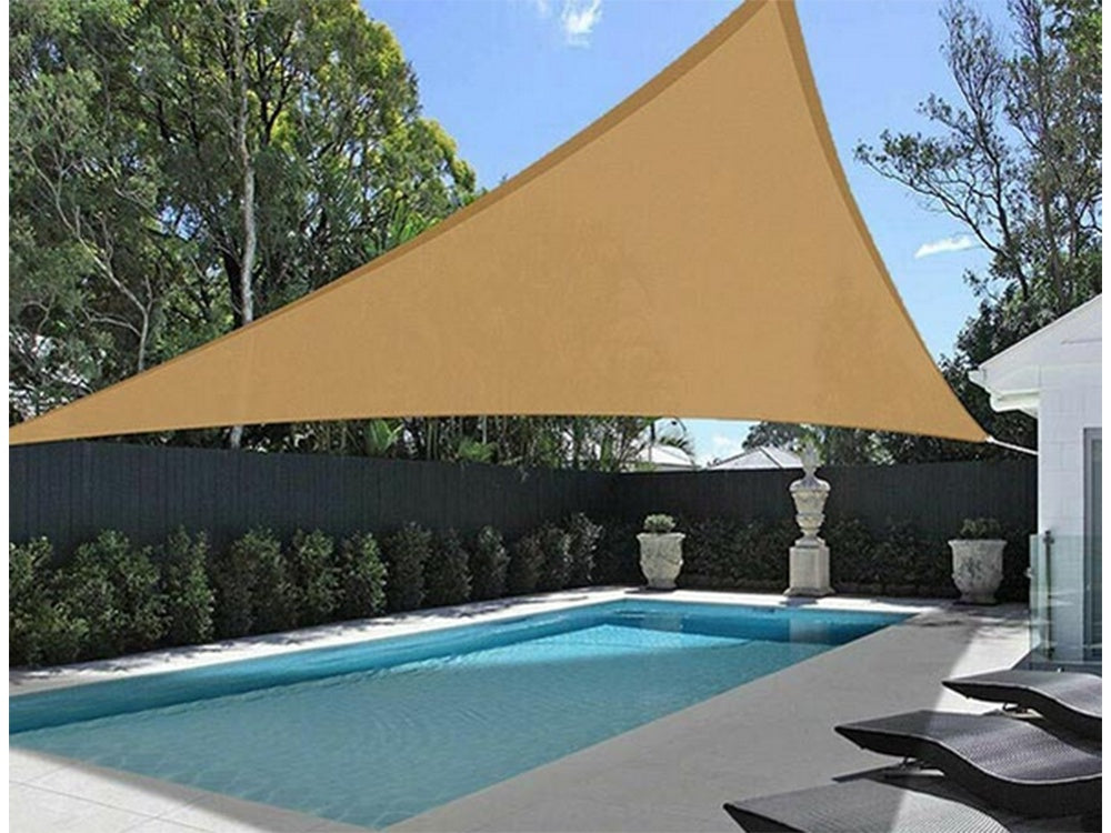 Triangulärt solsegel 3x3x3 m polyester vattenavvisande UV-skydd beige