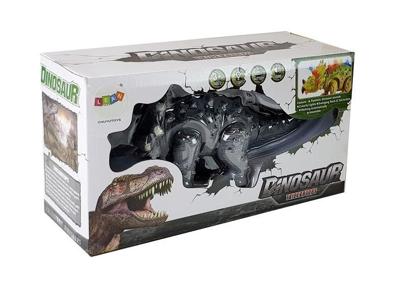 Triceratops dinosaurieleksak med ljus och ljud, går, batteridriven