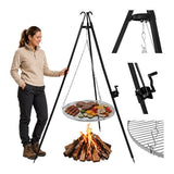 Tripod grill över öppen eld 70 cm galler, höjdjusterbar, rostfri