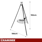 Tripod grill över öppen eld 70 cm galler, höjdjusterbar, rostfri