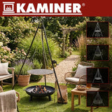 Tripod grill över öppen eld 70 cm galler, höjdjusterbar, rostfri