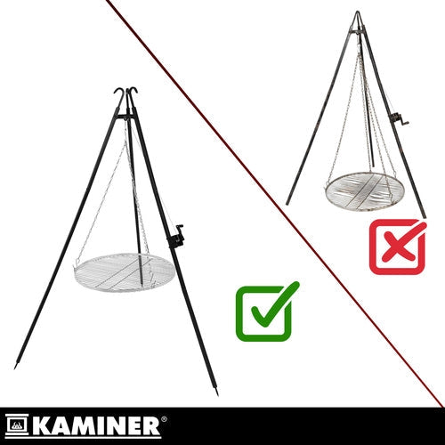 Tripod grill över öppen eld 70 cm galler, höjdjusterbar, rostfri