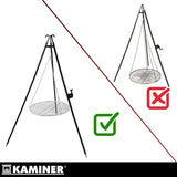 Tripod grill över öppen eld 70 cm galler, höjdjusterbar, rostfri