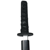 Träkatana 70 cm svart med tygsnöre på handtag för lek och träning