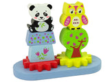 Träleksak djursorterare uggla/panda med kugghjul, från 3 år