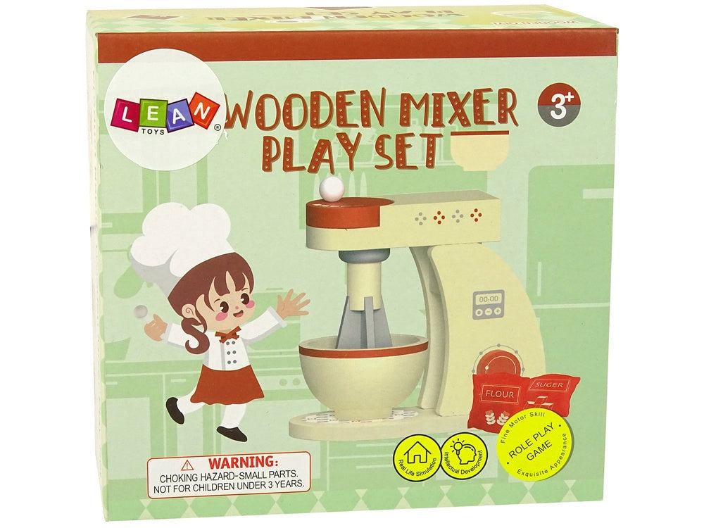 Träleksak köksmixer set med skål och tillbehör, CE, 3+ år