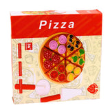 Träleksak skärbar pizza 6 bitar 20 cm med tallrik, kniv och spatel