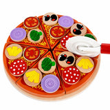 Träleksak skärbar pizza 6 bitar 20 cm med tallrik, kniv och spatel