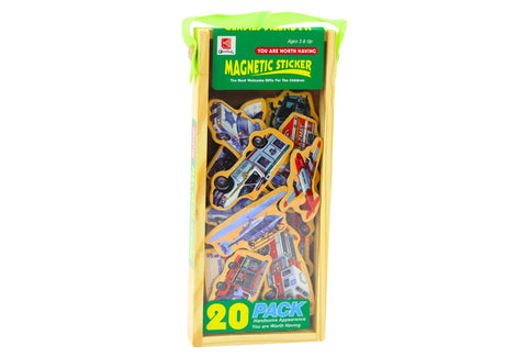 Trämagneter fordon 20-pack med trälåda, för barn 3+ CE EN71