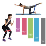 Träningsband set 5-pack latex motståndsband 2,2–18 kg 600x50 mm