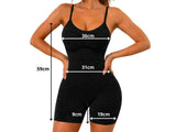 Träningsjumpsuit dam push-up med inbyggda kupor svart S/M