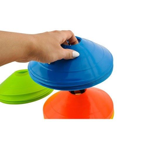 Träningskoner 50-pack 20 cm med hållare och väska, 5 färger
