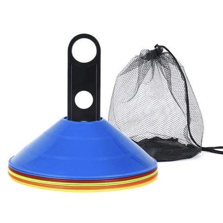 Träningskoner 50-pack 20 cm med hållare och väska, 5 färger