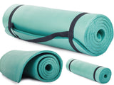 Träningsmatta yoga 180x60 cm 1 cm halksäker plast grön med rem