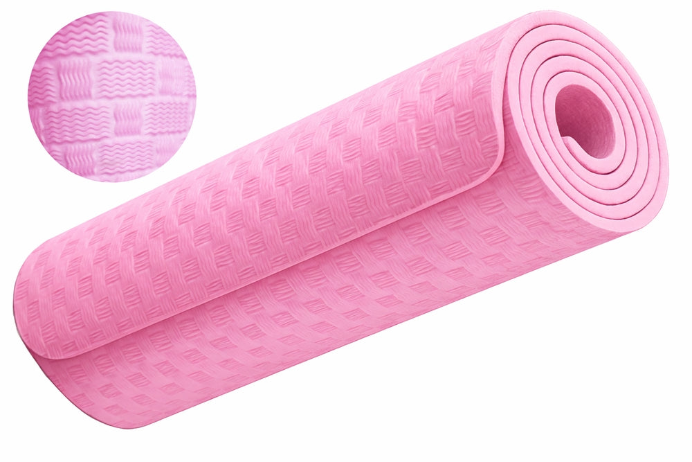Träningsmatta yoga 180x60 cm 1 cm tjock rosa
