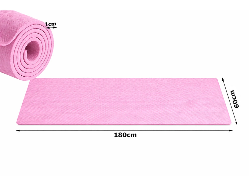 Träningsmatta yoga 180x60 cm 1 cm tjock rosa