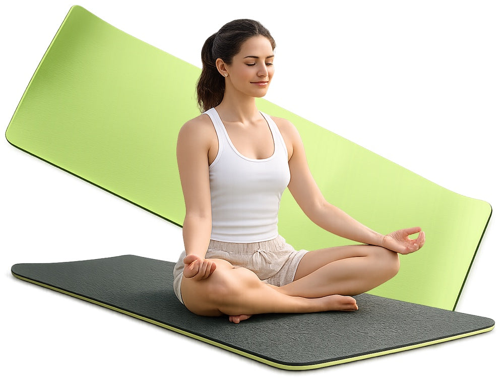 Träningsmatta yoga 183x60 cm 0,6 cm skum grön med bärväska