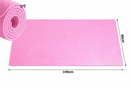Träningsmatta yoga 190x90 cm 1 cm skum rosa dubbelsidig