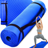 Träningsmatta yoga/pilates 180x60 cm 1 cm NBR-skum blå med bärrem
