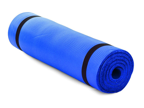 Träningsmatta yoga/pilates 180x60 cm 1 cm NBR-skum blå med bärrem