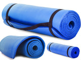 Träningsmatta yoga/pilates 180x60 cm 1 cm NBR-skum blå med bärrem