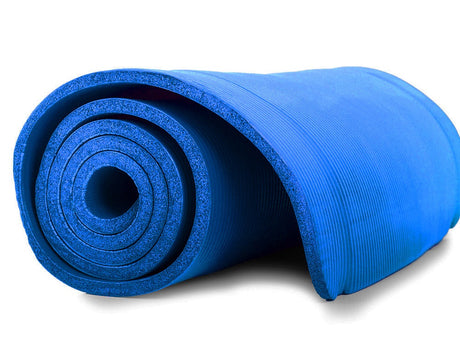 Träningsmatta yoga/pilates 180x60 cm 1 cm NBR-skum blå med bärrem