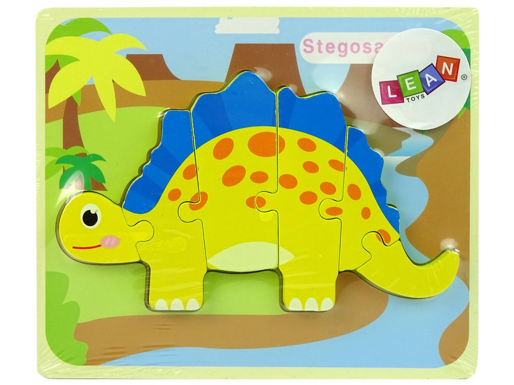 Träpussel dinosaurie 5 mm från 3 år – Stegosaurus gul