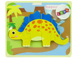 Träpussel dinosaurie 5 mm från 3 år – Stegosaurus gul