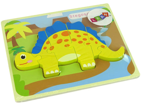 Träpussel dinosaurie 5 mm från 3 år – Stegosaurus gul