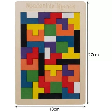 Träpussel logikspel 40 delar med bas 27x18 cm flerfärgad