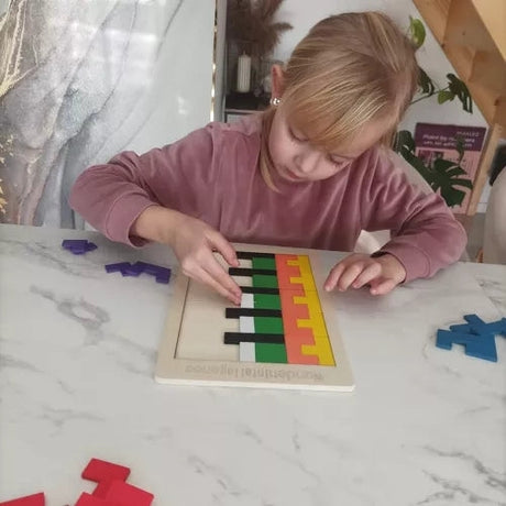 Träpussel logikspel 40 delar med bas 27x18 cm flerfärgad