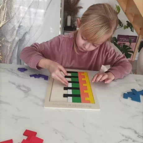 Träpussel logikspel 40 delar med bas 27x18 cm flerfärgad