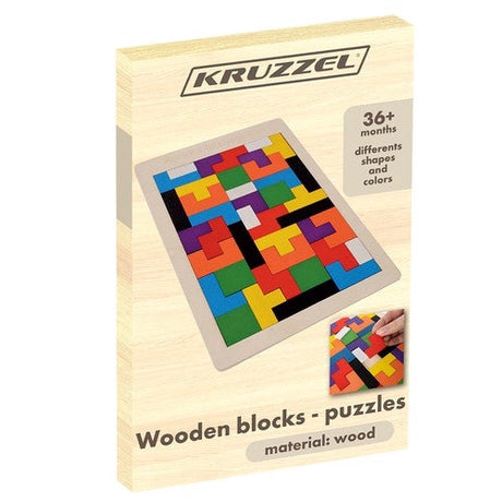 Träpussel logikspel 40 delar med bas 27x18 cm flerfärgad