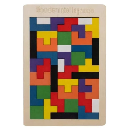 Träpussel logikspel 40 delar med bas 27x18 cm flerfärgad