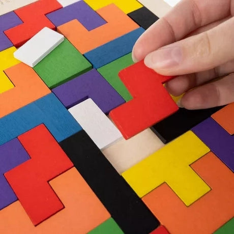Träpussel logikspel 40 delar med bas 27x18 cm flerfärgad