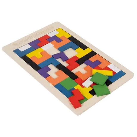 Träpussel logikspel 40 delar med bas 27x18 cm flerfärgad