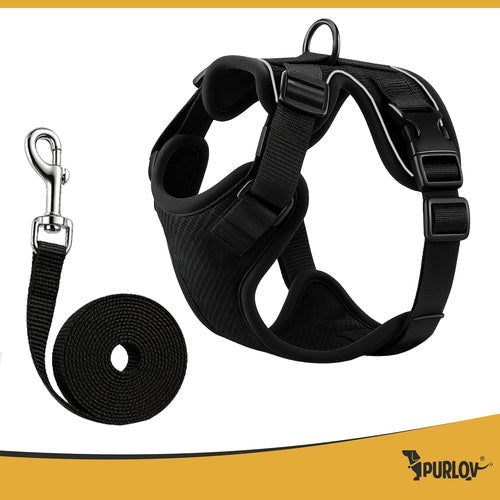 Tryckfri hundsele XS med koppel 150 cm, reflekterande, 3–8 kg