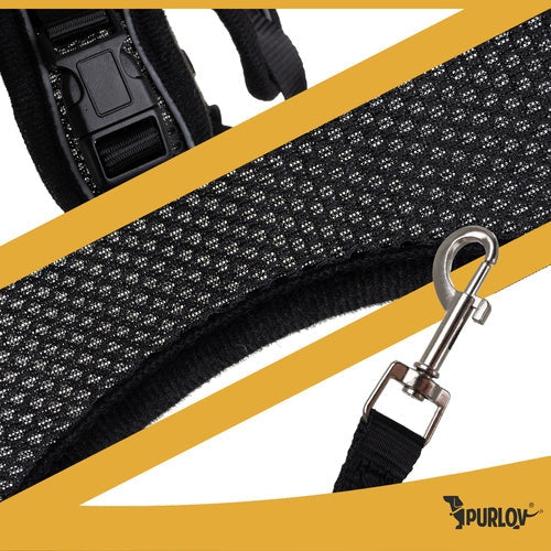 Tryckfri sele hund/katt M med reflex, justerbar + koppel 150 cm