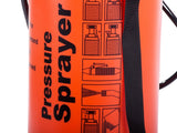 Tryckspruta 10 liter med lans 55 cm justerbart munstycke orange