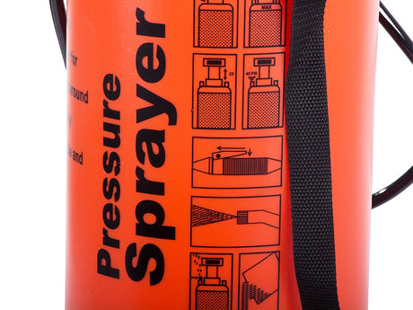 Tryckspruta 10 liter med lans 55 cm justerbart munstycke orange