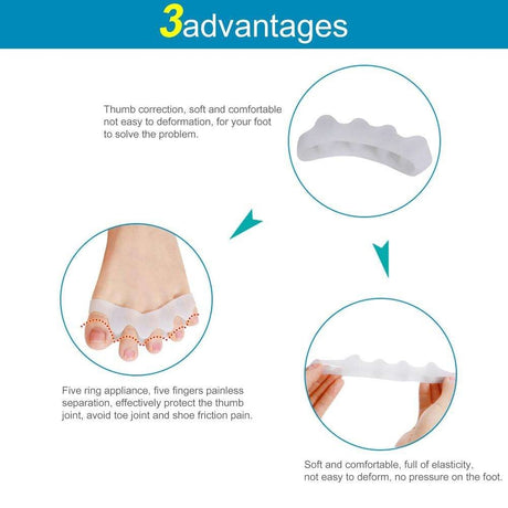 Tåseparerare tåstöd i medicinsk silikon för hallux valgus 1 par vit