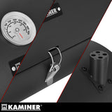 Turistkolgrill med lock och termometer, 2 grillgaller, svart 41,5 cm