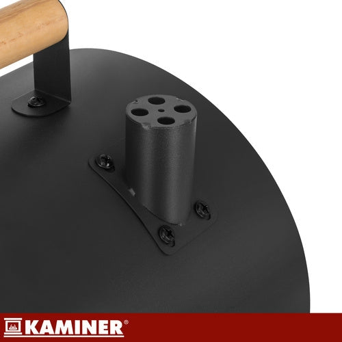 Turistkolgrill med lock och termometer, 2 grillgaller, svart 41,5 cm