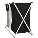 Tvättkorg 3 fack 135L fällbar metallram vit 65x36,5x58 cm
