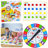 Twister spel med matta 120x100 cm och snurrhjul, familjespel 2-4 spelare