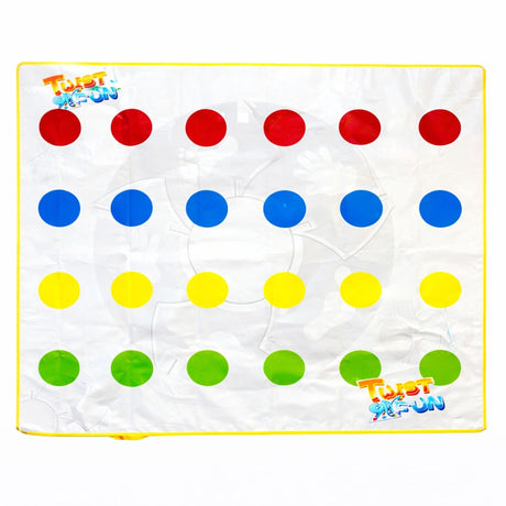 Twister spel med matta 120x100 cm och snurrhjul, familjespel 2-4 spelare