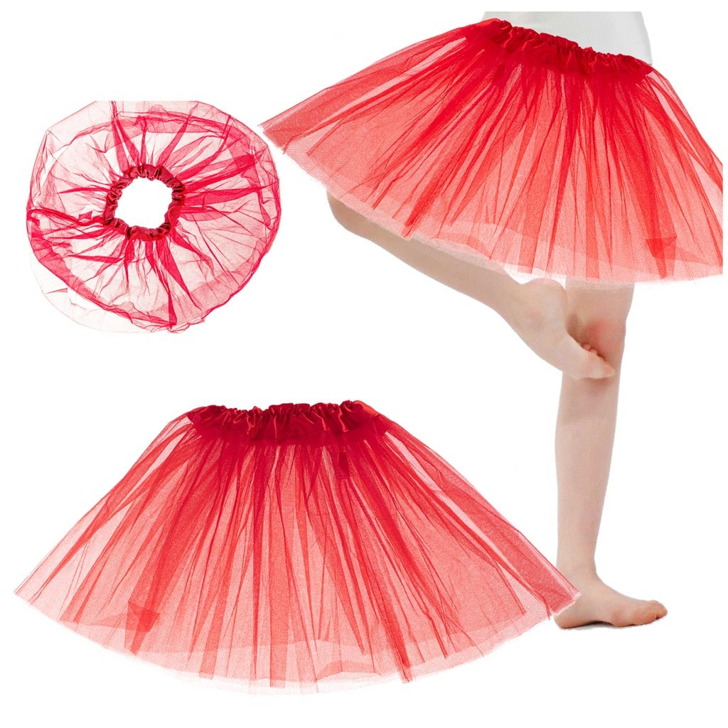 Tyllkjol tutu barn röd 3-lager polyester 29 cm