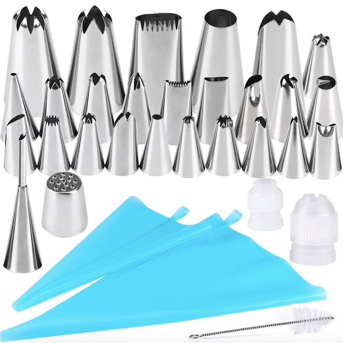 Tyllset 27 delar – Turkos Spritspåse med Tyllar & Koppling – Bakset för Tårtor & Cupcakes