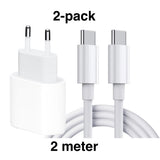 USB-C snabbladdare 20W PD 3.0 med 2 m USB-C-kabel vit 2-pack