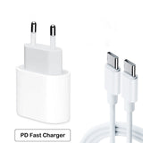 USB-C snabbladdare 20W PD 3.0 med 2 m USB-C-kabel vit 2-pack